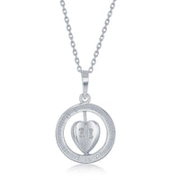A Mothers Heart is Always with Her Children Spinning 3-D Heart; Sterling Silver Necklace ,