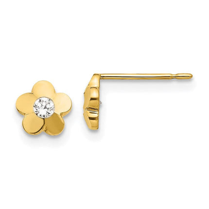Madi K Kid's 14k  CZ D/C  Flower Post Earrings ,