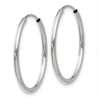 14k White Gold 1.5mm Polished Endless Hoop Earrings ,