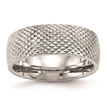 Stainless Steel Polished Textured Ring ,