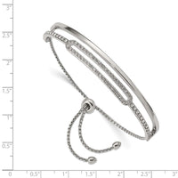 Stainless Steel Polished with Crystals from Swarovski Adjustable Bangle ,