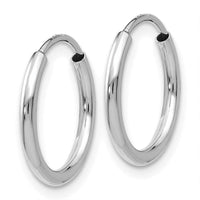 14k White Gold 1.5mm Polished Endless Hoop Earrings ,