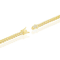 Sterling Silver Micro Pave CZ; 6.5mm Miami Cuban Bracelet - Gold Plated ,