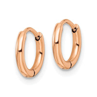 Stainless Steel Polished Rose IP-plated 1.6mm Hinged Hoop Earrings ,