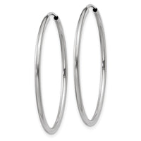 14k White Gold 1.5mm Polished Endless Hoop Earrings ,