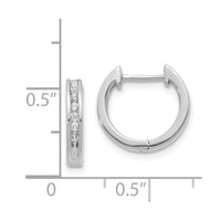 14k White Gold Diamond Hinged Hoop Earrings ,