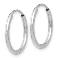 14k White Gold 1.5mm Polished Endless Hoop Earrings ,