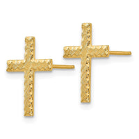 14k Brushed Finish Cross Earrings ,