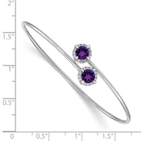 14k White Gold Amethyst Flexible Bangle ,