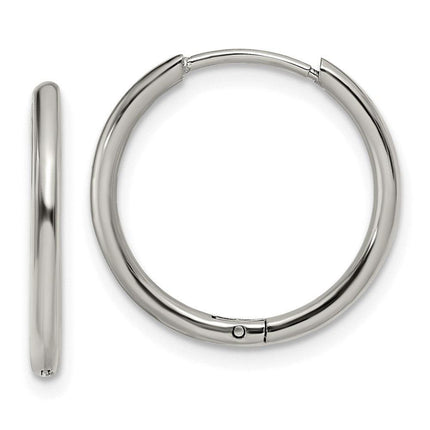 Stainless Steel Polished 1.6mm Hinged Hoop Earrings ,