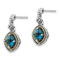 Sterling Silver w/14k London Blue Topaz Post Earrings ,