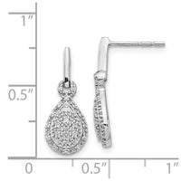 14K White Gold Diamond Post Earrings ,