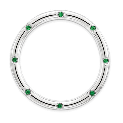 Sterling Silver Stackable Expressions Large Created Emerald Chain Slide ,