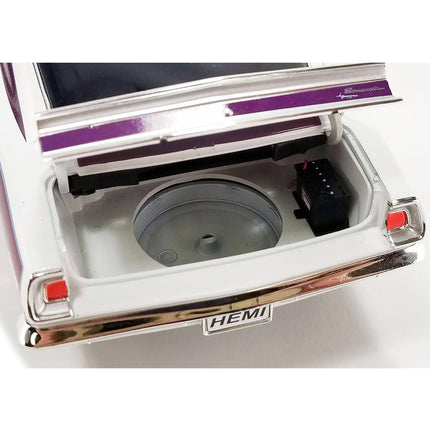 Acme 1/18 Diecast Model Car - 1968 Plymouth Barracuda Purple Metallic and White ,