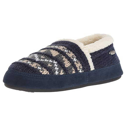 Acorn Women's Moc Slippers - Knit Uppers Cozy, Nordic Blue, Medium | A18605NOBWM ,