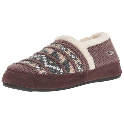 Acorn Women's Moc Slippers - Knit Uppers Cozy, Nordic Brown, Small | A18605NORWS ,