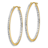 14k Diamond Fascination Round Hinged Hoop Earrings ,