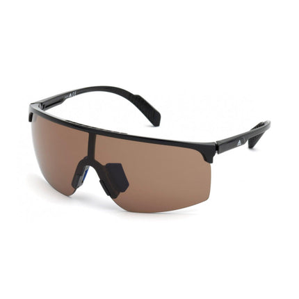 Adidas Men's Sunglasses - Half Rim Plastic Shield Frame Brown Lens | ADIDAS SP0005 01E ,
