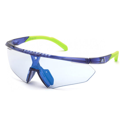 Adidas Men's Sunglasses - Matte Blue Half Rim Plastic Shield Frame | ADIDAS SP0027 91X ,