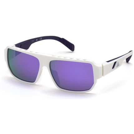 Adidas Men's Sunglasses - White Rectangular Frame Violet Lens | ADIDAS SP0038 21Z ,