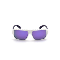 Adidas Men's Sunglasses - White Rectangular Frame Violet Lens | ADIDAS SP0038 21Z ,