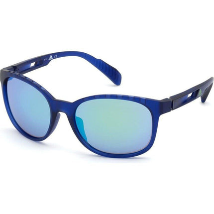 Adidas Unisex Sunglasses - Matte Blue Frame Smoke Mirrored Lens | ADIDAS SP0011 91C ,