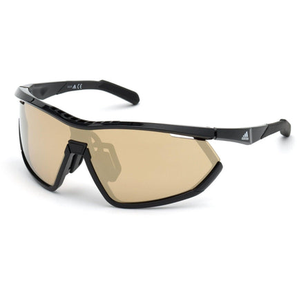 Adidas Women's Sunglasses - Shiny Black Frame Brown Mirrored Lens | ADIDAS SP0002 01G ,