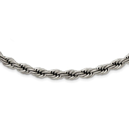 Stainless Steel Polished 7mm Rope Necklace ,