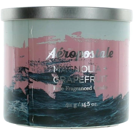 Aeropostale Candle Magnolia and Grapefruit - Soy Wax Blend 3 Wick Scented, 14.5 oz ,