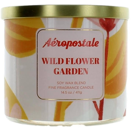 Aeropostale Candle Wild Flower Garden - Soy Wax Blend 3 Wick Fragranced, 14.5 oz ,