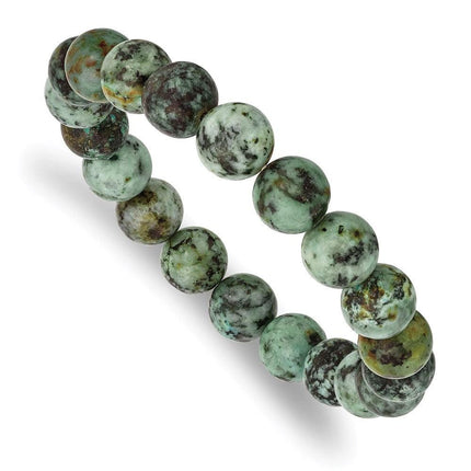 African Pine Agate Beaded Stretch Bracelet ,