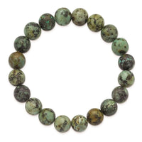 African Pine Agate Beaded Stretch Bracelet ,