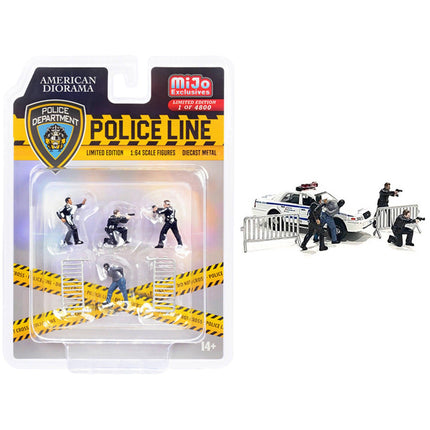 American Diorama Diecast Set - Police Line 6 Piece Limited Edition for 1/64 Models ,