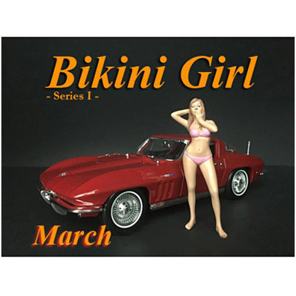 American Diorama Figure - March Bikini Calendar Girl Polyresin for 1/24 Scale Models ,