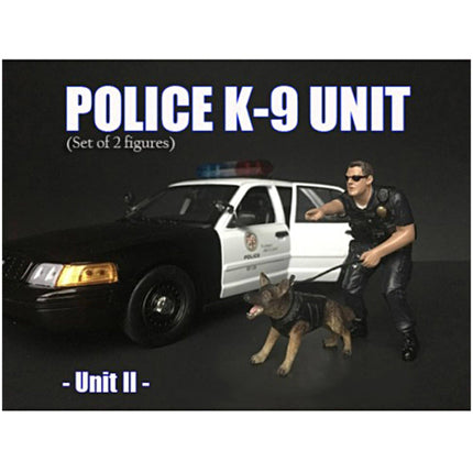 American Diorama Figure - Police Officer with K9 Dog Unit II for 1/18 Scale Models ,