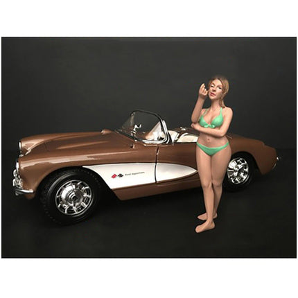 American Diorama Figurine - August Bikini Calendar Girl for 1/18 Models Blister Pack ,