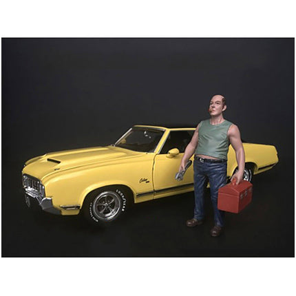 American Diorama Figurine - Mechanic Sam with Tool Box for 1/24 Scale Models ,
