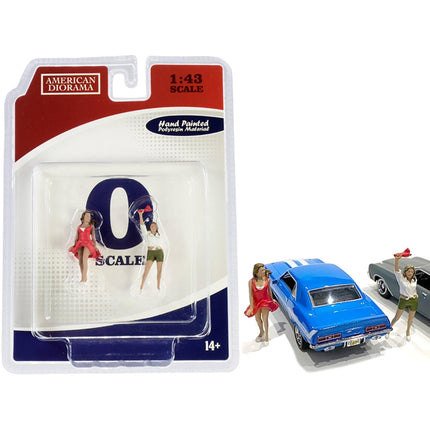 American Diorama Two Figurines Set IV - 70s Style for 1/43 Scale Models Poly Resin ,
