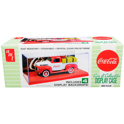 AMT Collectible Display Show Case with Red Display Base - 4 Coca-Cola Backdrops ,