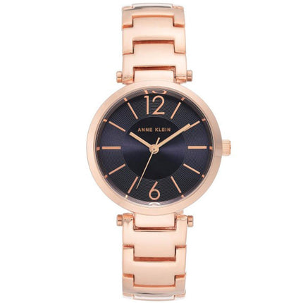Anne Klein Women's Quartz Watch - Black Dial Rose Gold Tone Bracelet | 3046NVRG ,