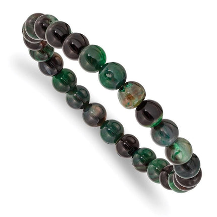 Aquatic Agate Beaded Stretch Bracelet ,