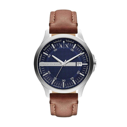 Armani Exchange Men's Strap Watch - Hampton Navy Blue Dial Brown Leather | AX2133 ,