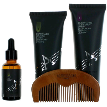 Aubusson Men's Beard Kit System - Stratoliner Woody Grooming Advanced, 4 Piece ,