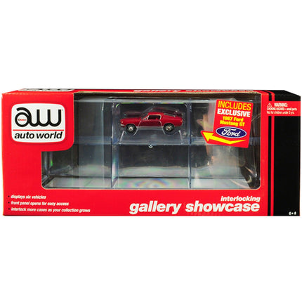 Auto World Display Show Case - 6 Car Interlocking with Ford Mustang GT for 1/64 Models ,