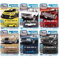 Autoworld Model Car - 1/64 Scale Auto World Premium 2022 Release 1, Set B of 6 pc ,