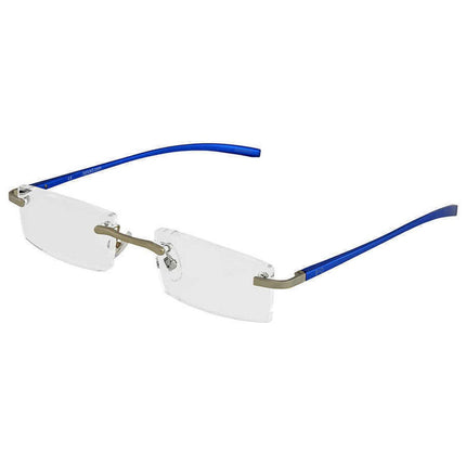 B+D Unisex Eyeglasses - AL Readers Rimless +2.00, Matte Silver/Blue | 2288-57-20 ,