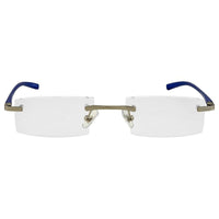 B+D Unisex Eyeglasses - AL Readers Rimless +2.00, Matte Silver/Blue | 2288-57-20 ,