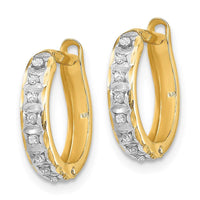 14k Diamond Fascination Round Hinged Hoop Earrings ,