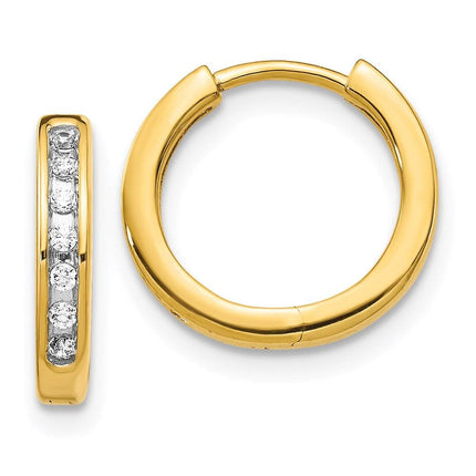 14K Diamond Hinged Hoop Earrings ,
