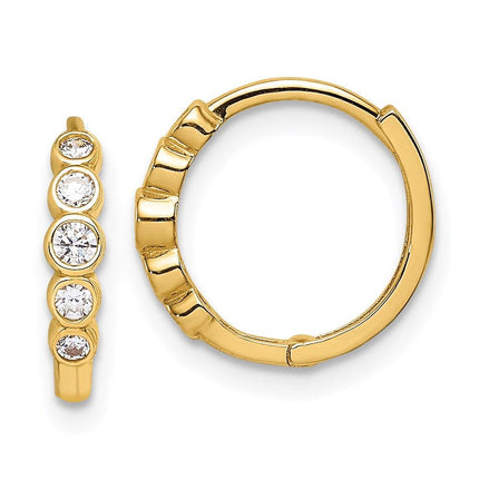 14K CZ Hinged Hoop Earrings ,